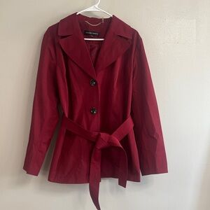 Ellen Tracy Women's Deep Red Trench Coat